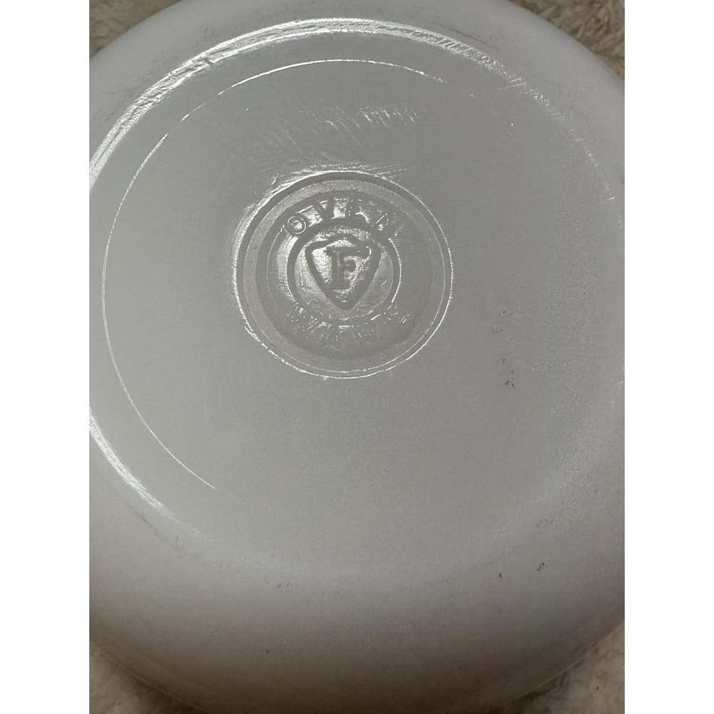 Vintage Federal Glass Co. Apple Blossom Ovenware Painted White Milk Glass 8" - Picture 3 of 7